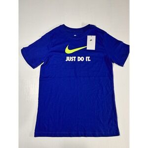 Nike Just Do It Blue Crew Neck Shirt Size XL 100% Cotton Short Sleeve YOUTH NWT